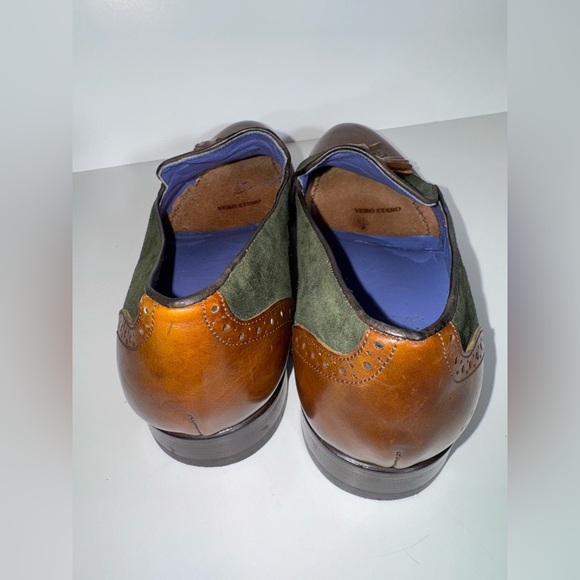 CERBERO ITALY NANO TASSEL LEATHER BROWN/GREEN LOAFERS MENS SIZE 8 - Picture 8 of 12